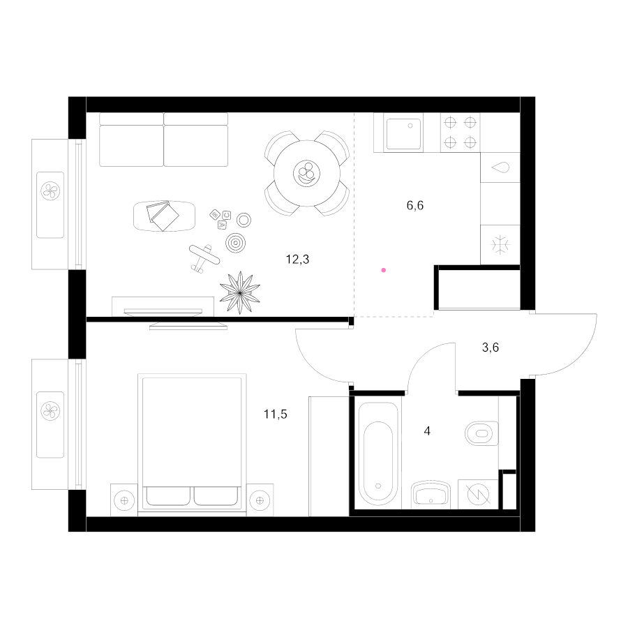2 ккв (Евро) 38 м²