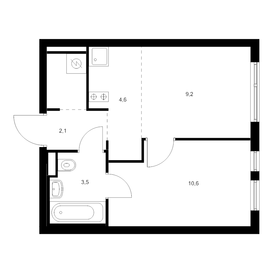 1 ккв 32 м²