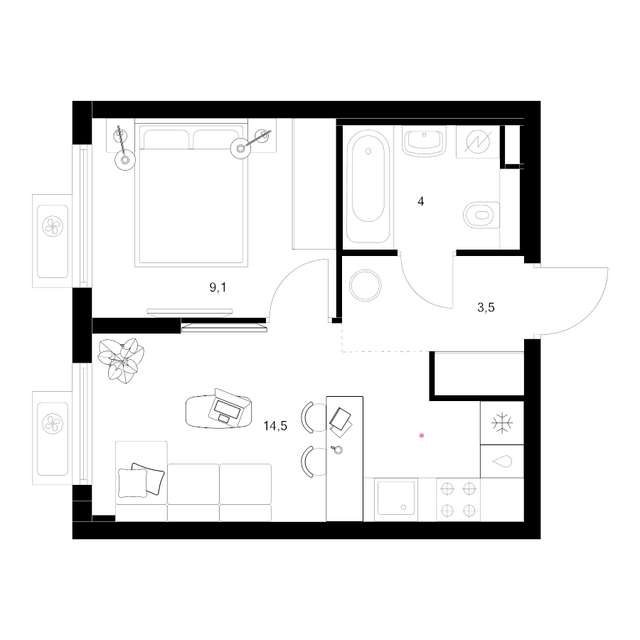 1 ккв 31,1 м²