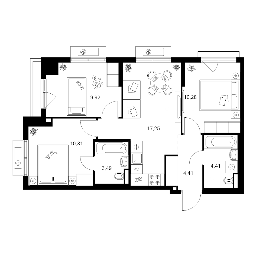 4 ккв (Евро) 60,6 м²