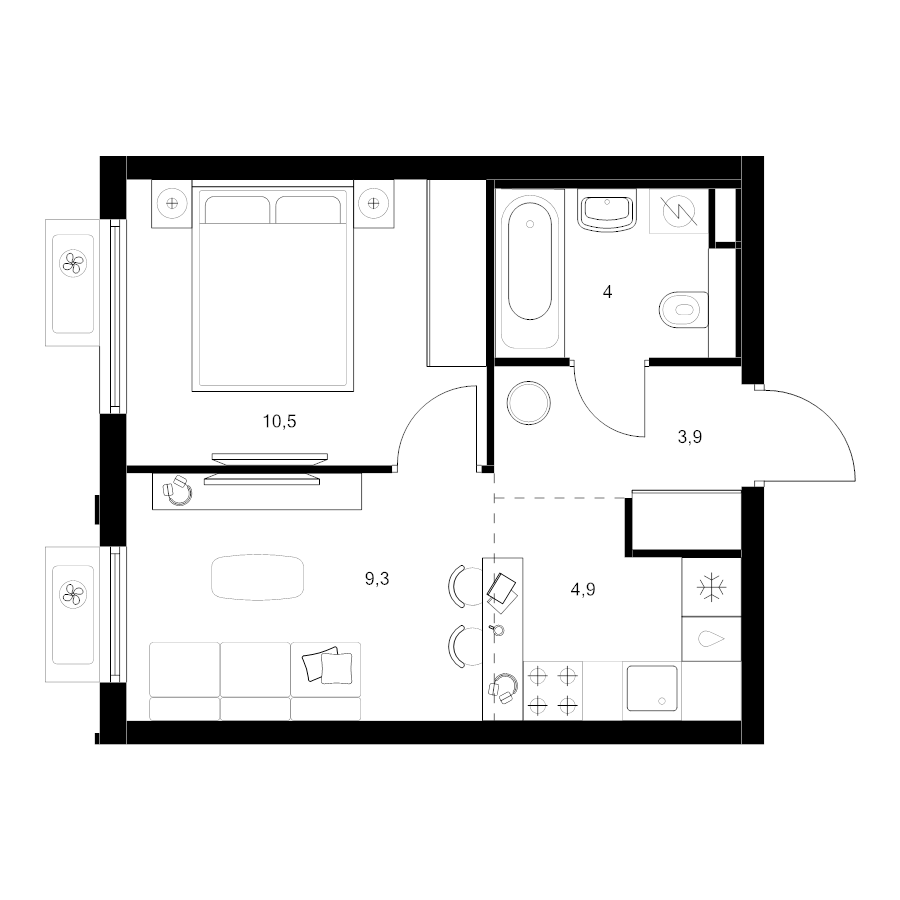 2 ккв (Евро) 32,6 м²
