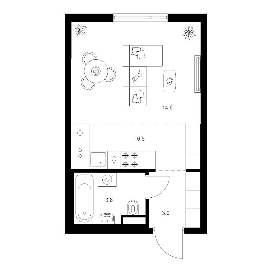 Студия 28,1 м²