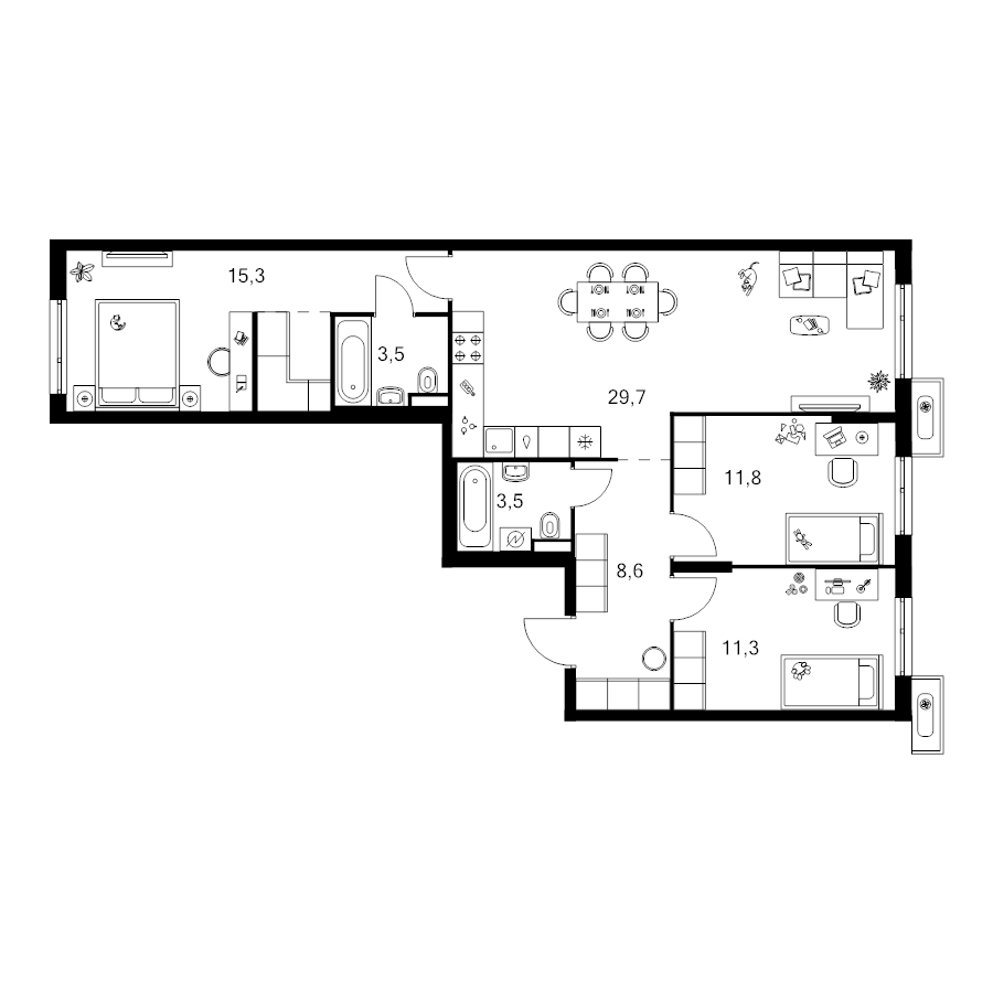 4 ккв (Евро) 86,4 м²