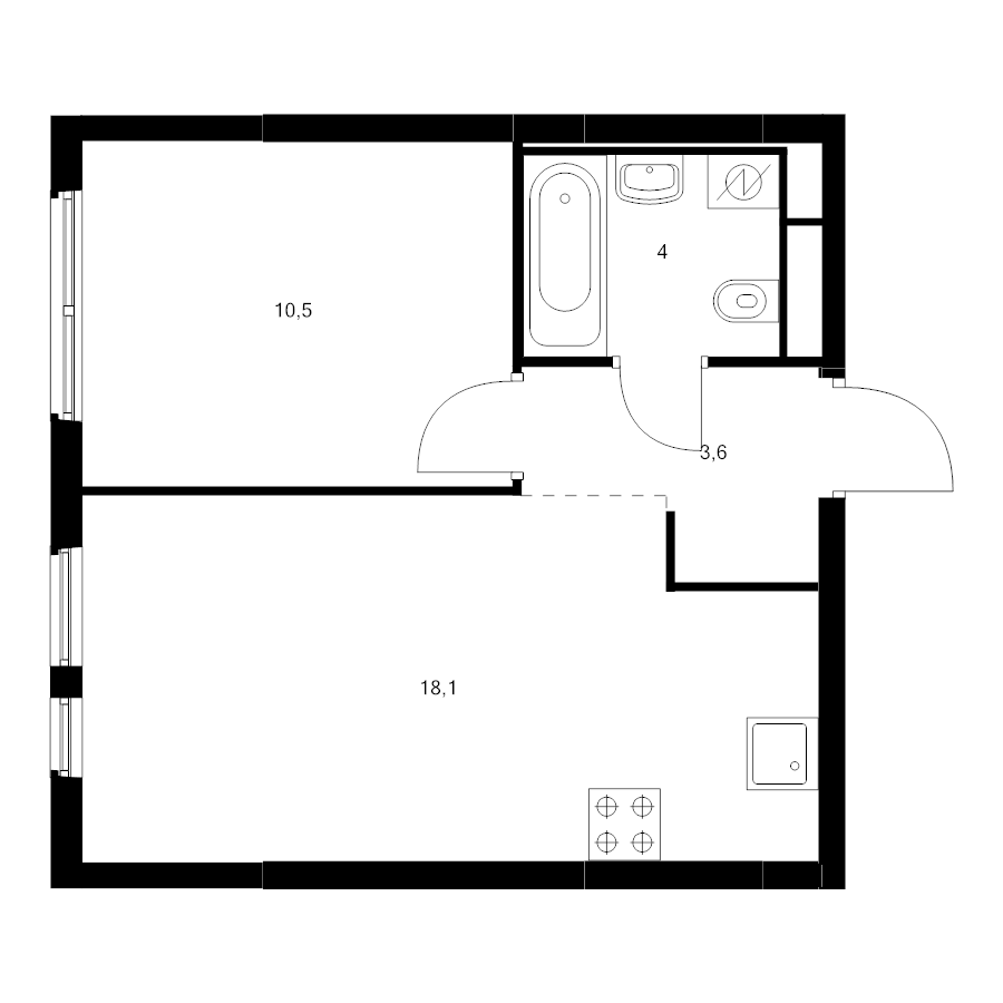 2 ккв (Евро) 36,2 м²
