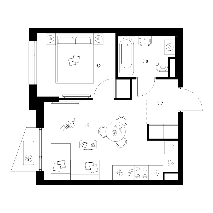 2 ккв (Евро) 32,7 м²
