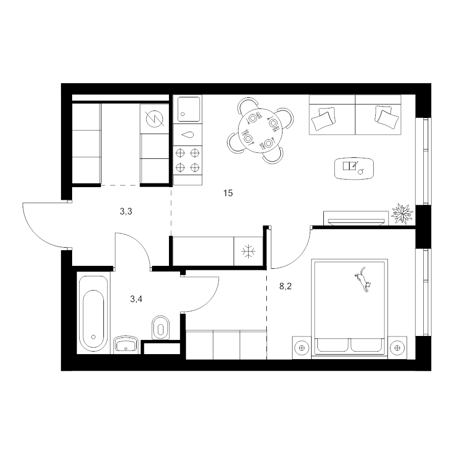 2 ккв (Евро) 36,3 м²