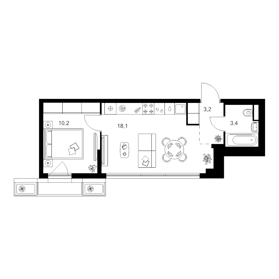 2 ккв (Евро) 35,3 м²