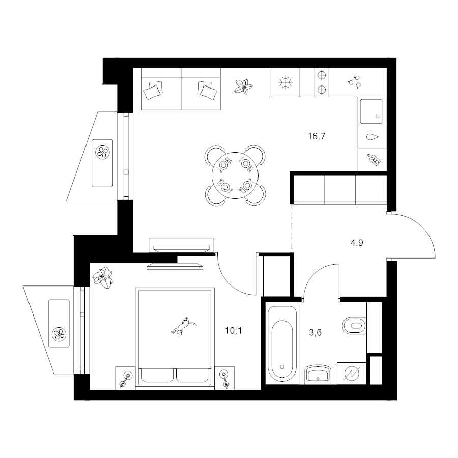 2 ккв (Евро) 35,3 м²