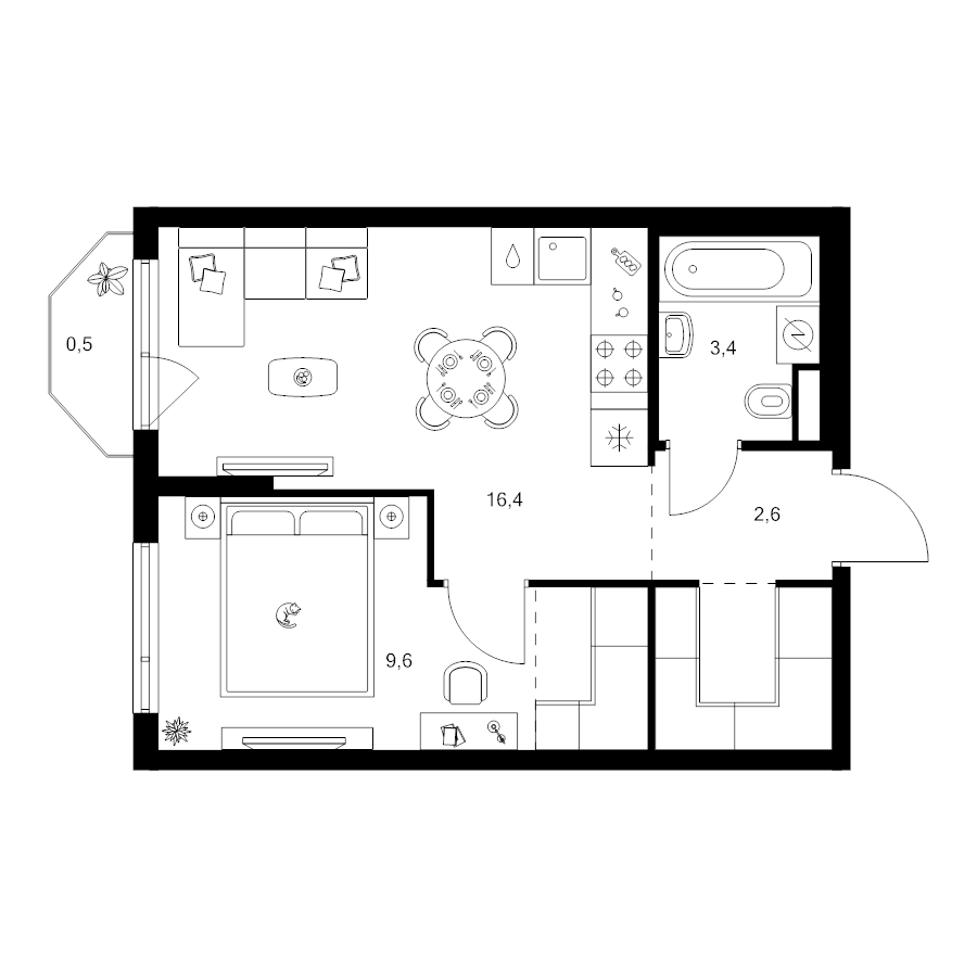 2 ккв (Евро) 37,8 м²