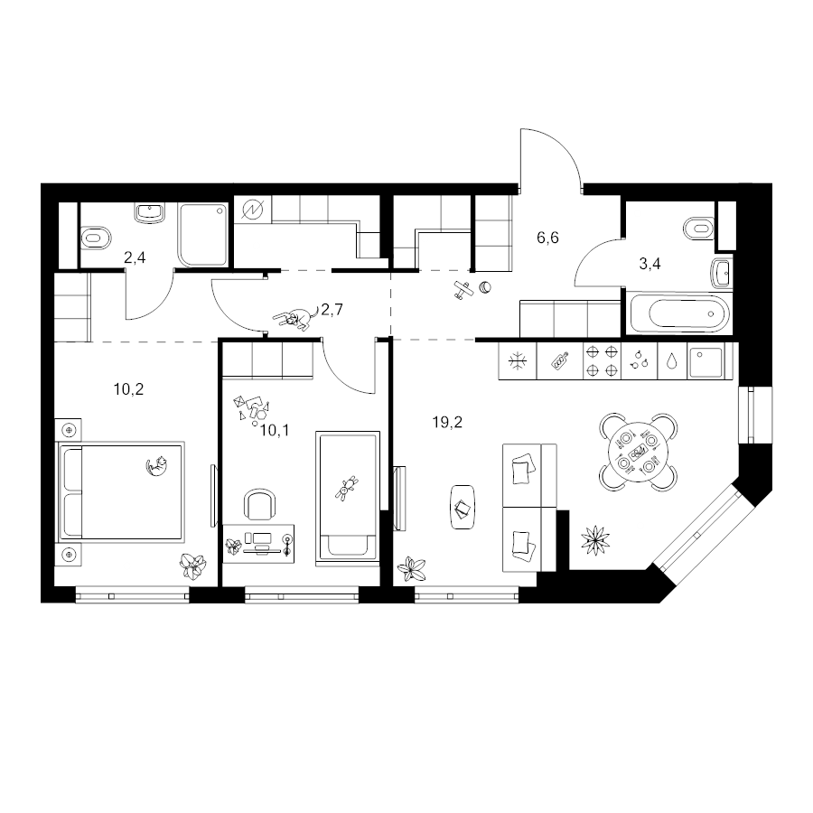 3 ккв (Евро) 61,6 м²