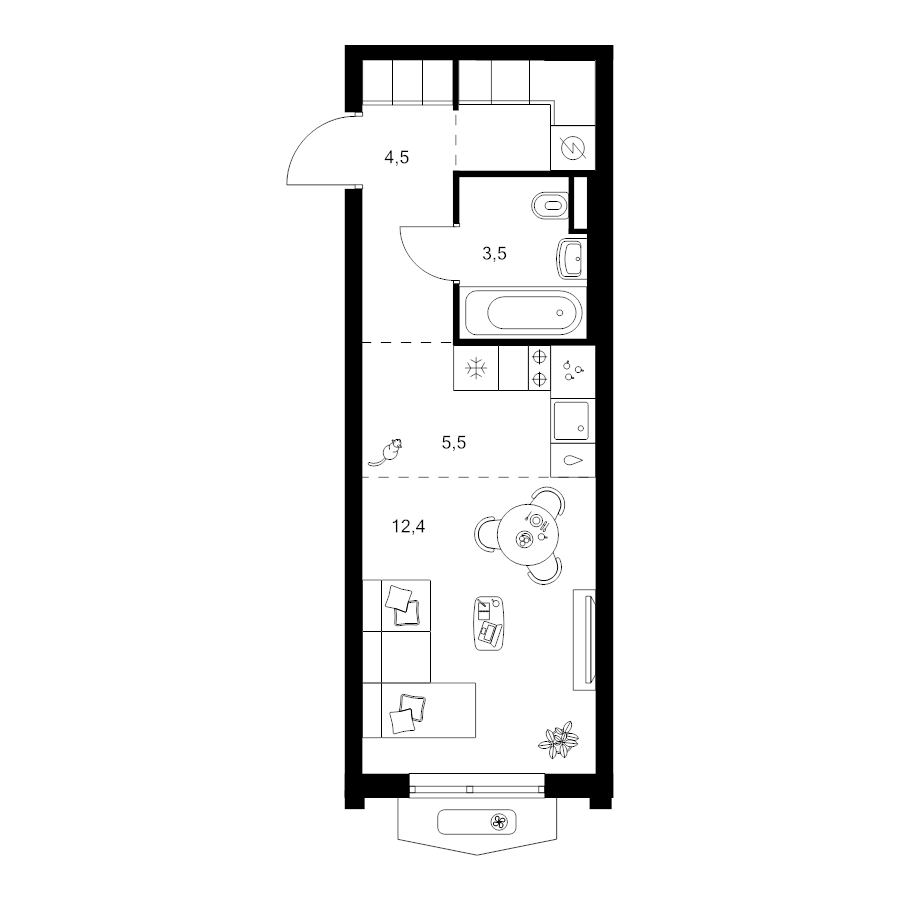 Студия 28,6 м²