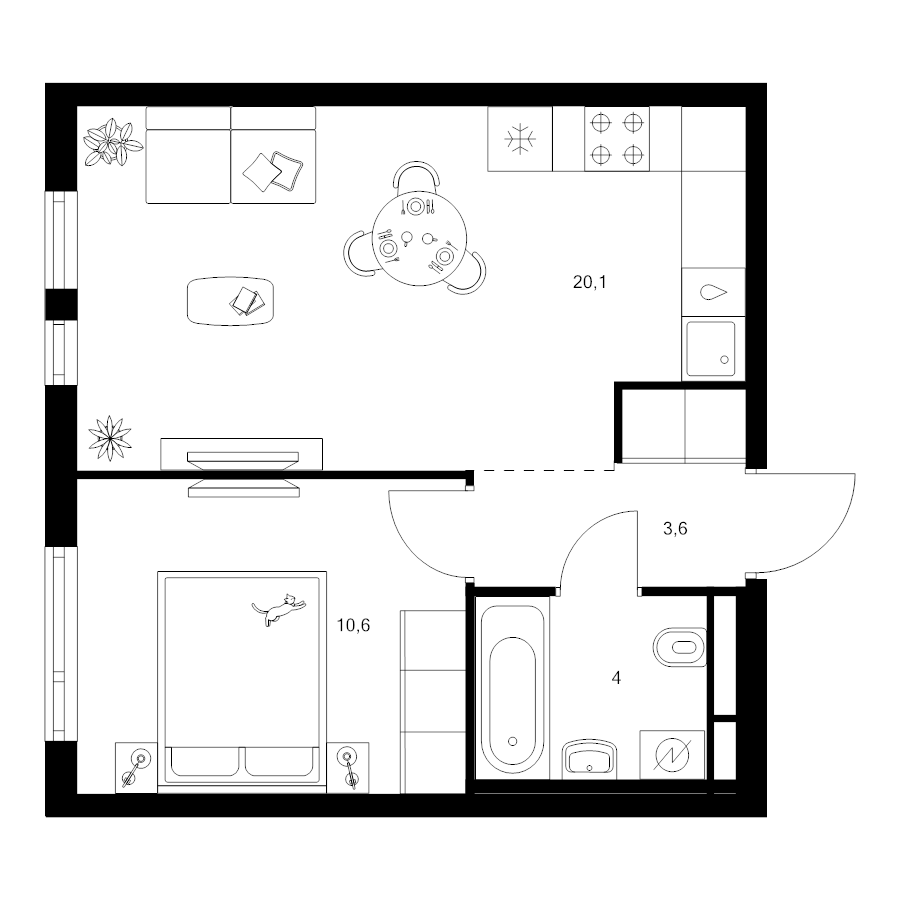 2 ккв (Евро) 38,3 м²