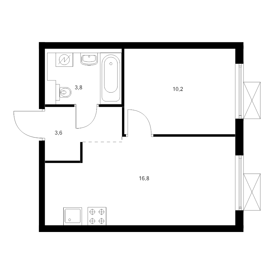2 ккв (Евро) 33,3 м²