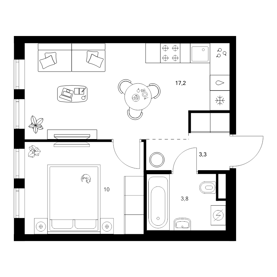 2 ккв (Евро) 34,3 м²