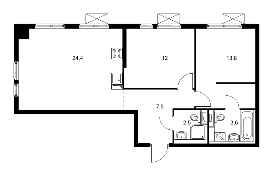 3 ккв (Евро) 62,7 м²