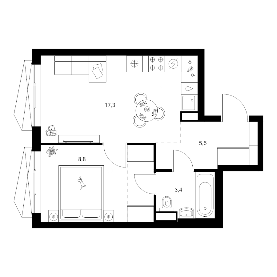 2 ккв (Евро) 37,7 м²