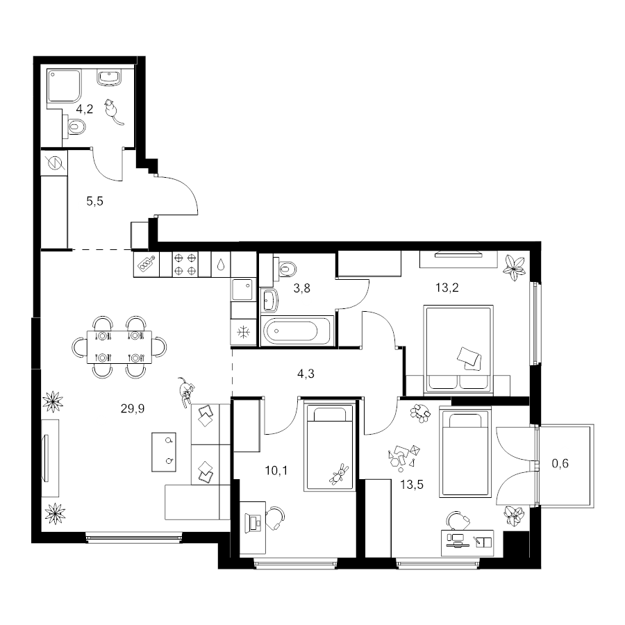 4 ккв (Евро) 85,1 м²