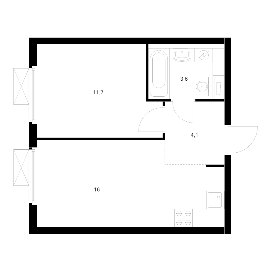 2 ккв (Евро) 35,4 м²