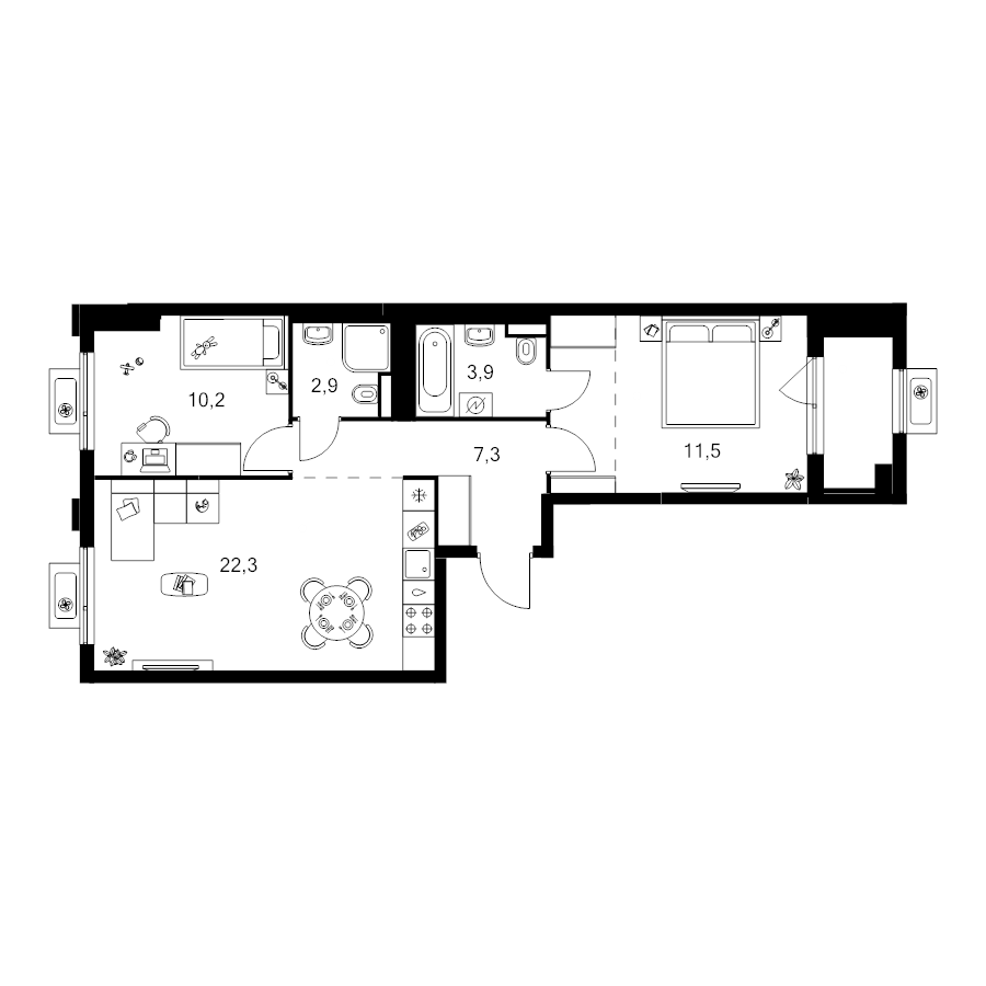 3 ккв (Евро) 63,9 м²