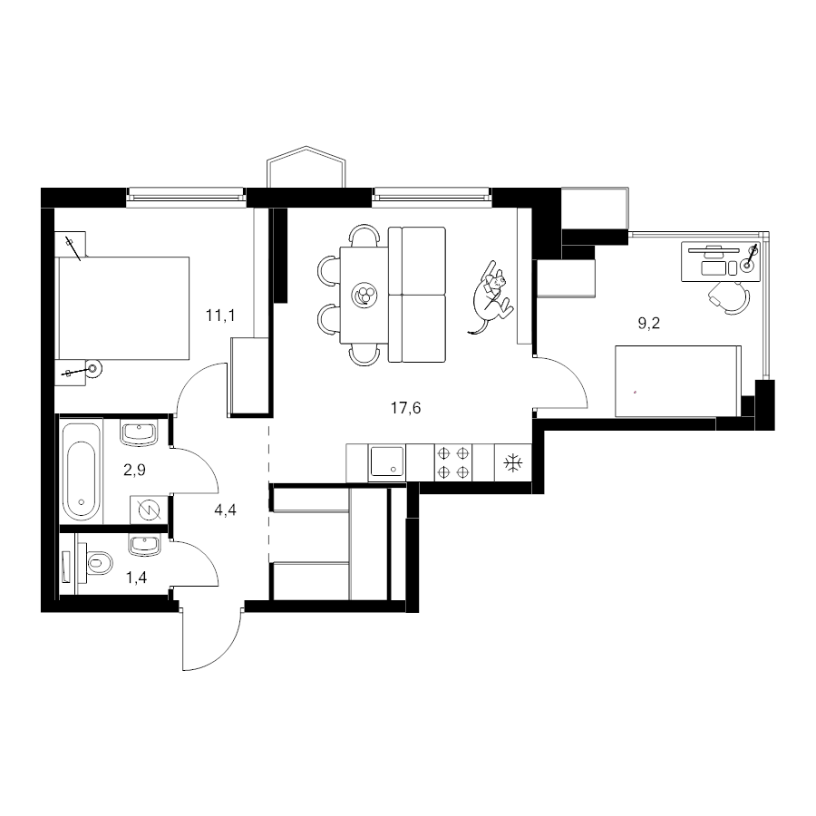 3 ккв (Евро) 49,8 м²