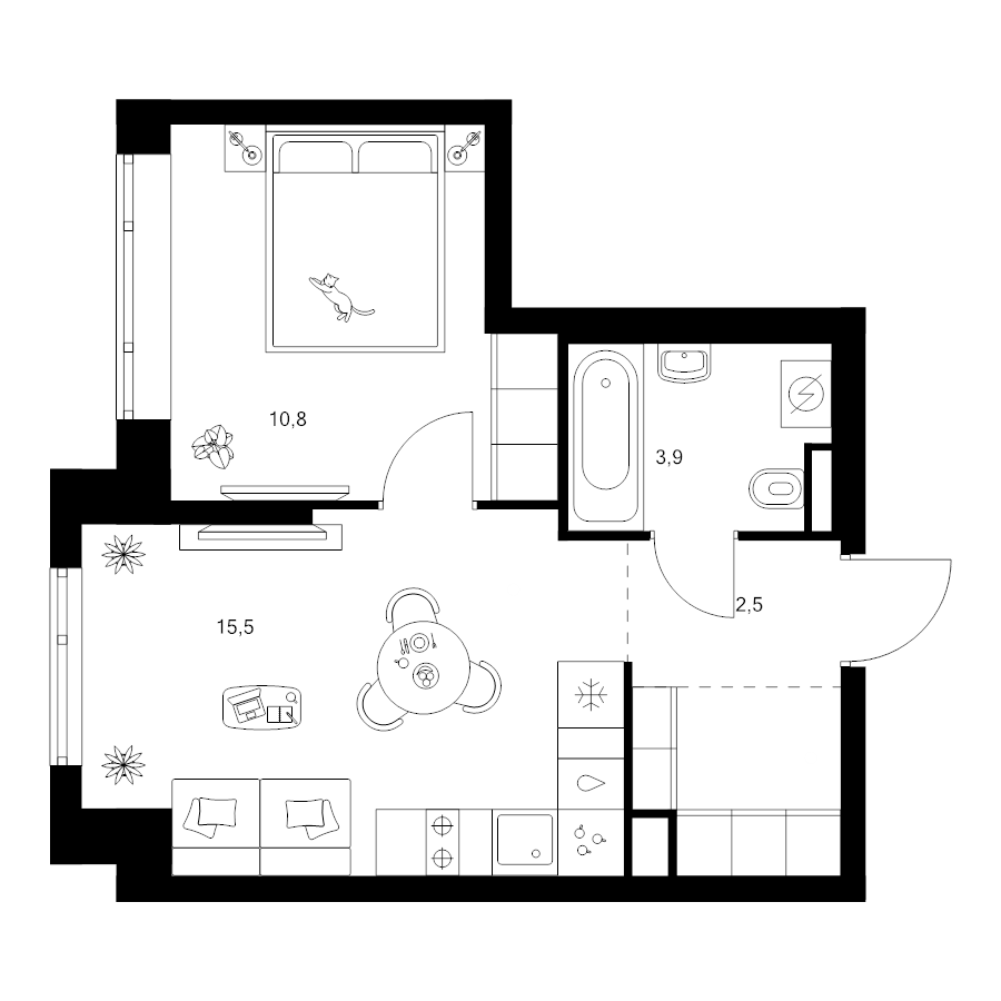 2 ккв (Евро) 35,7 м²