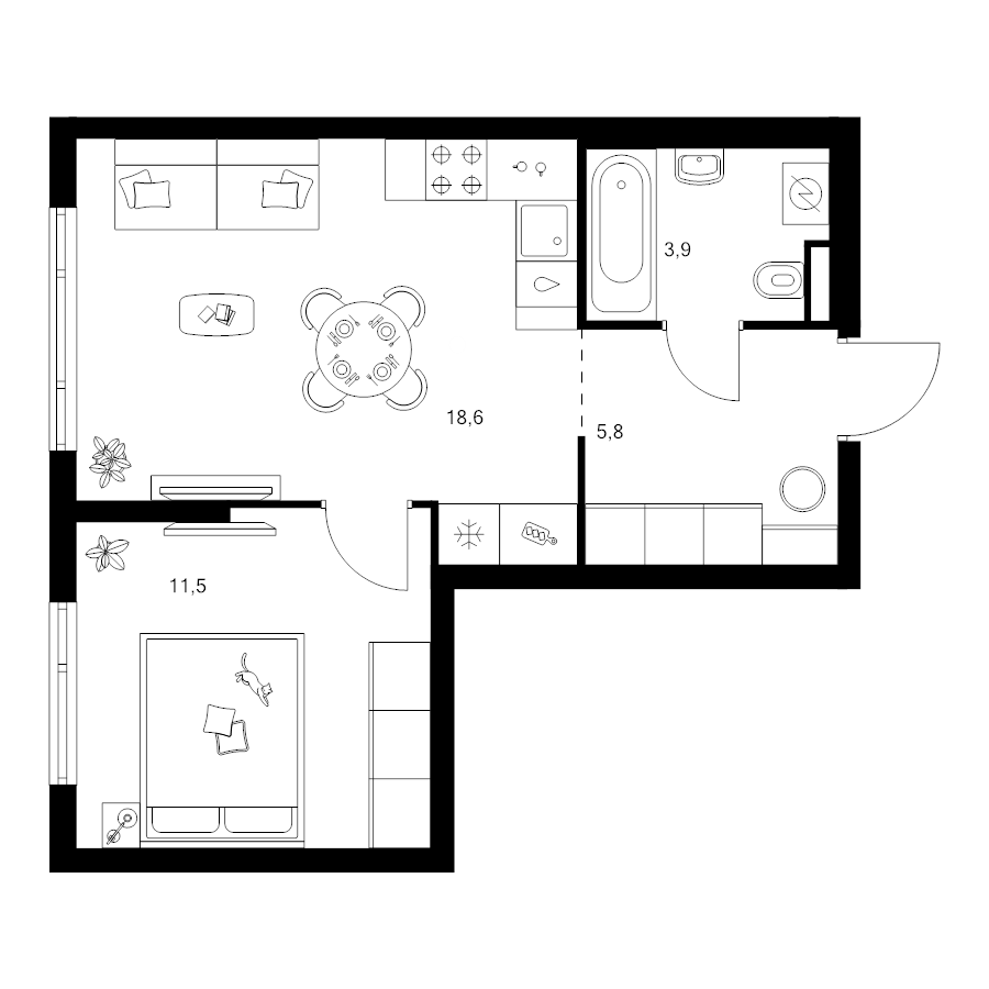 2 ккв (Евро) 39,8 м²