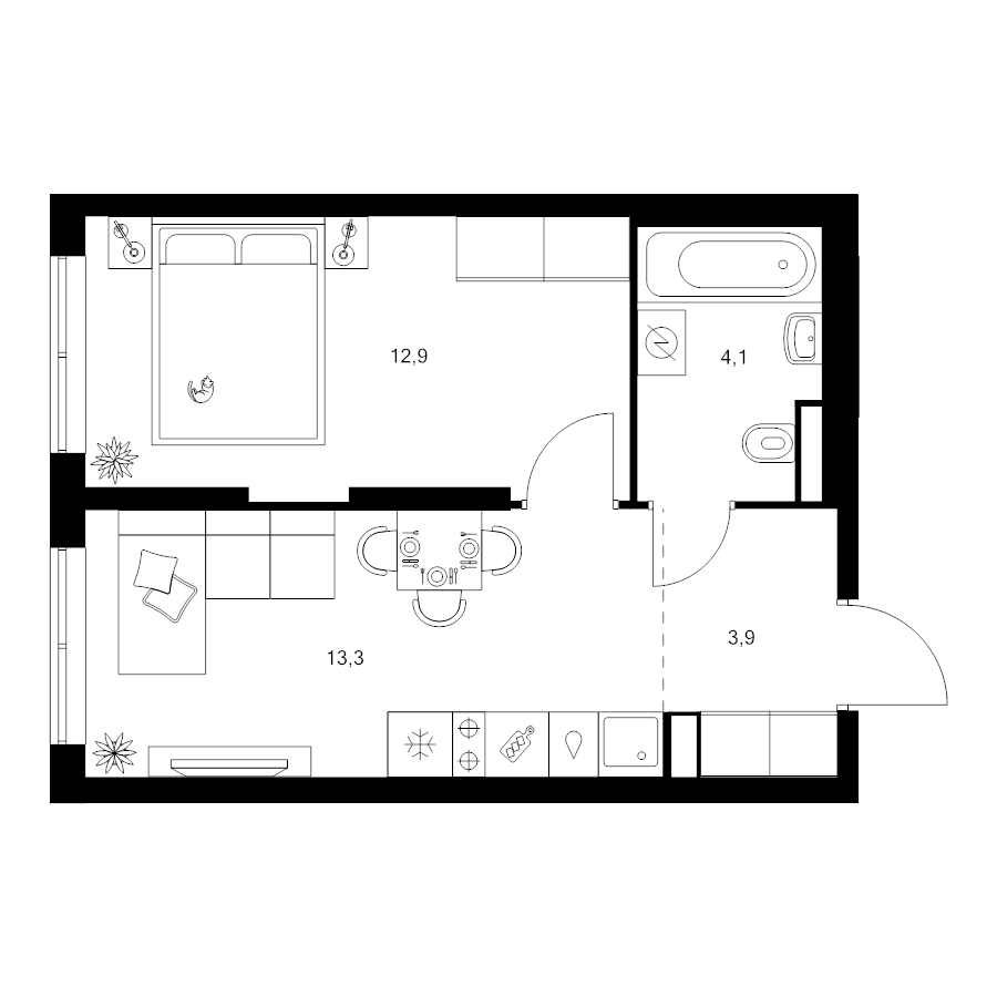1 ккв 34,2 м²