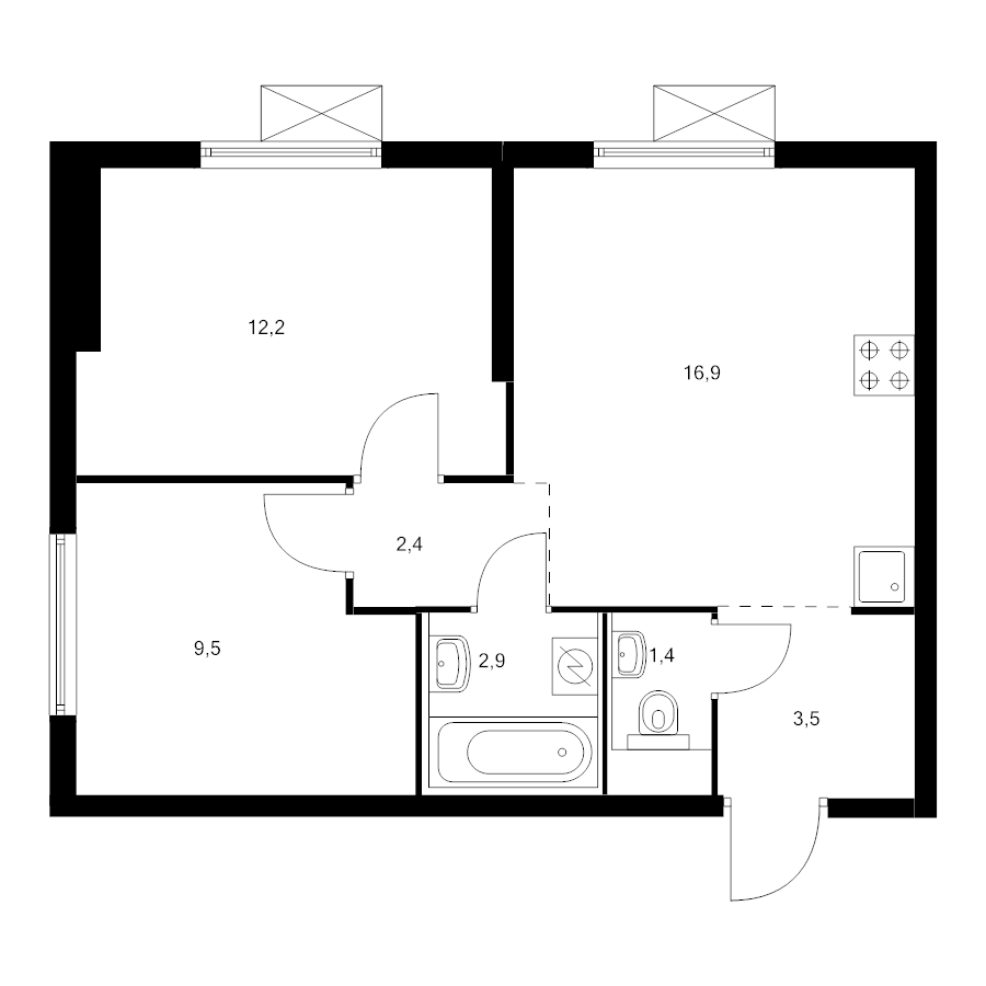 3 ккв (Евро) 47,7 м²