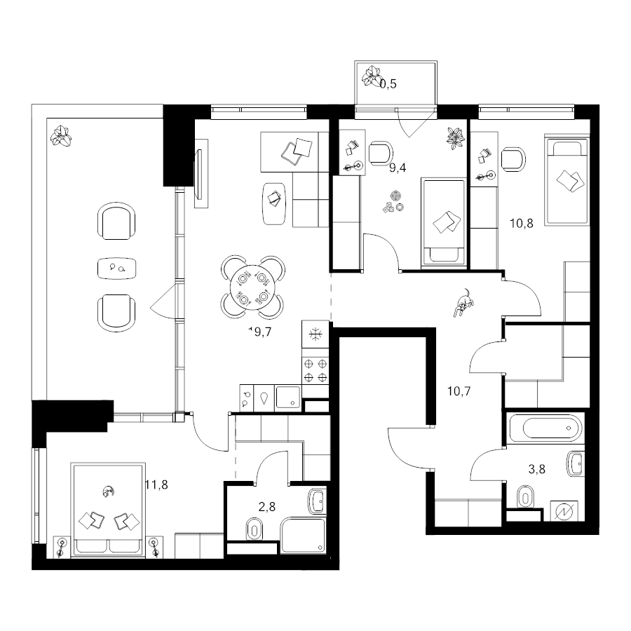 4 ккв (Евро) 80,6 м²