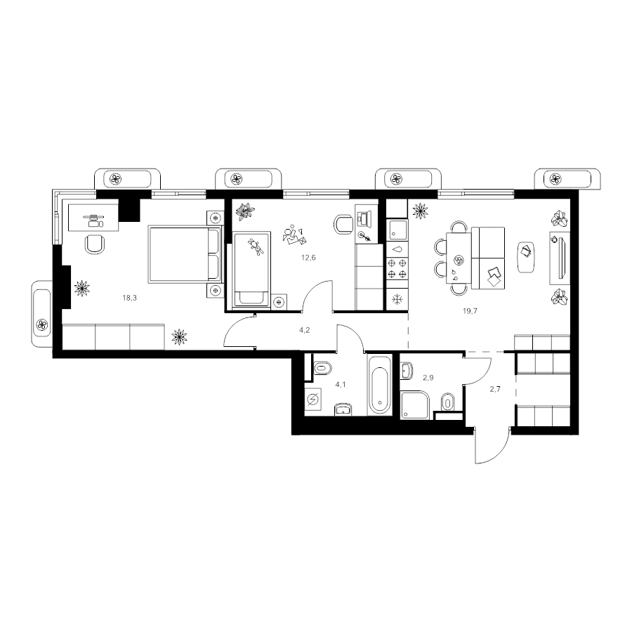 3 ккв (Евро) 67,4 м²