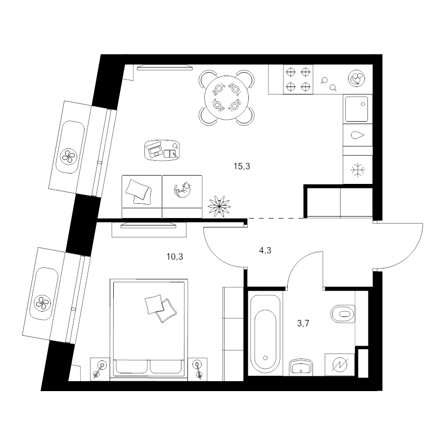 2 ккв (Евро) 33,6 м²