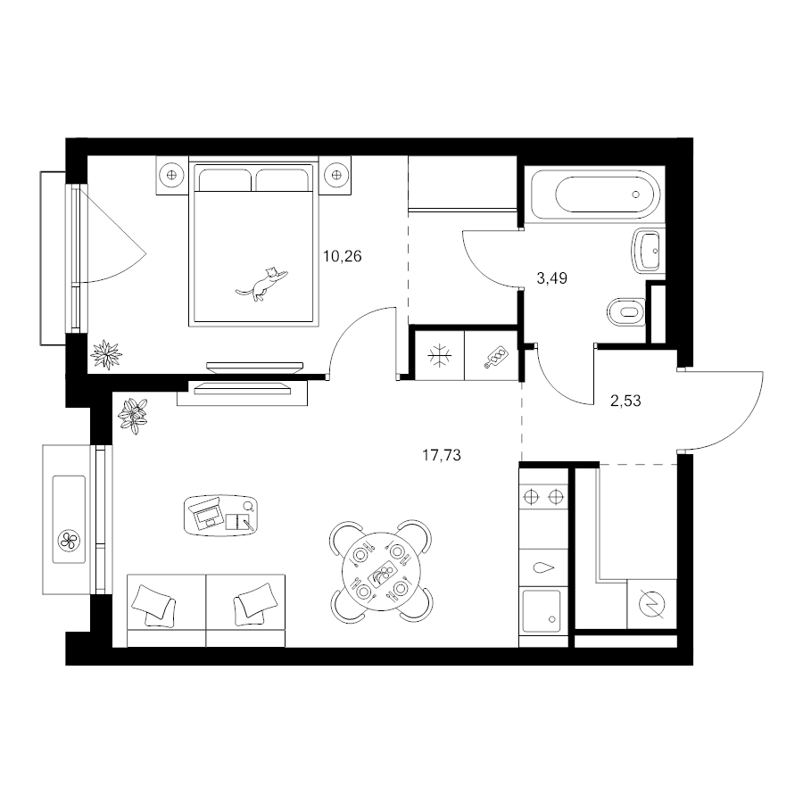 2 ккв (Евро) 39,2 м²