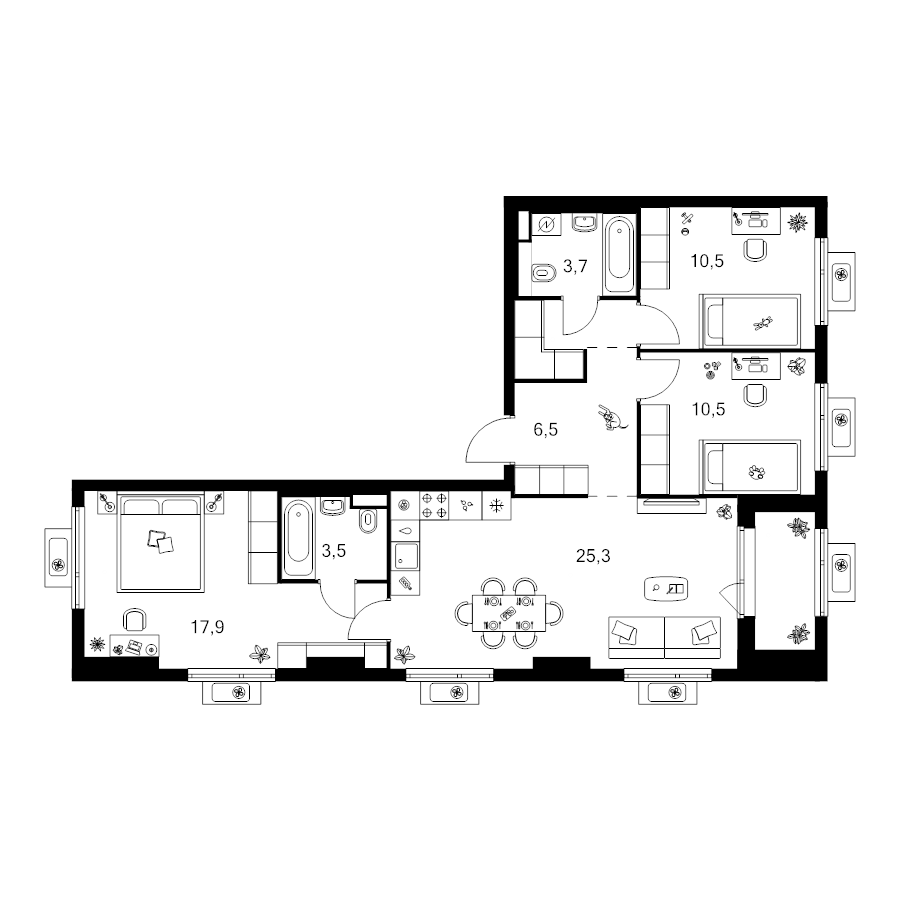 4 ккв (Евро) 83,1 м²
