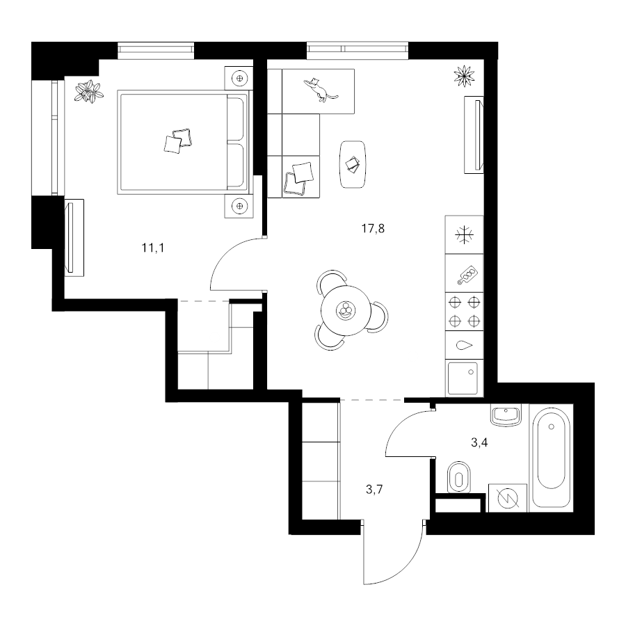 2 ккв (Евро) 37,6 м²