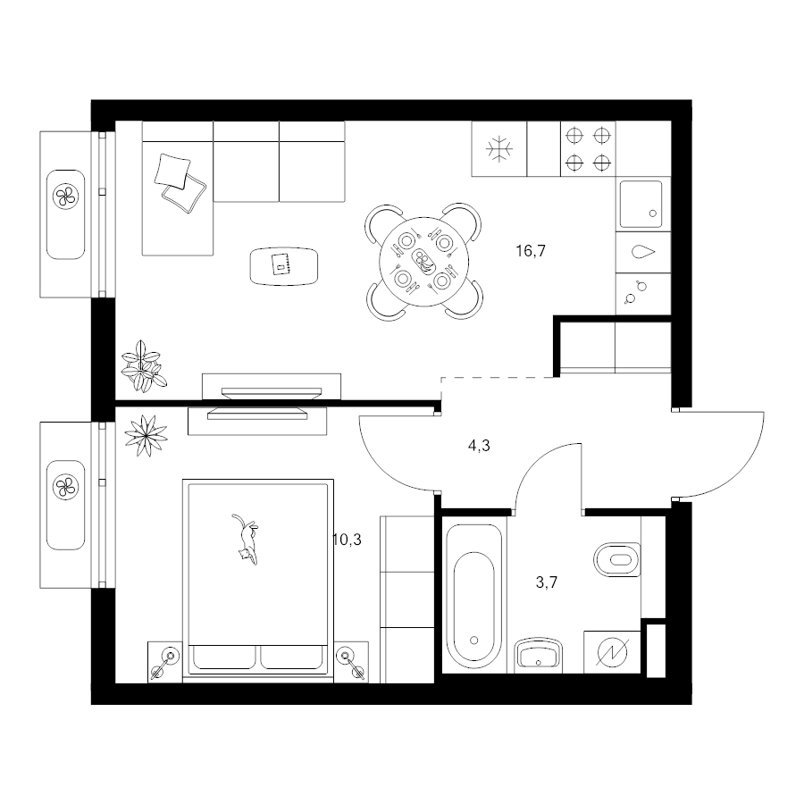 2 ккв (Евро) 35 м²