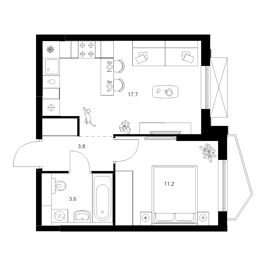 2 ккв (Евро) 36,3 м²