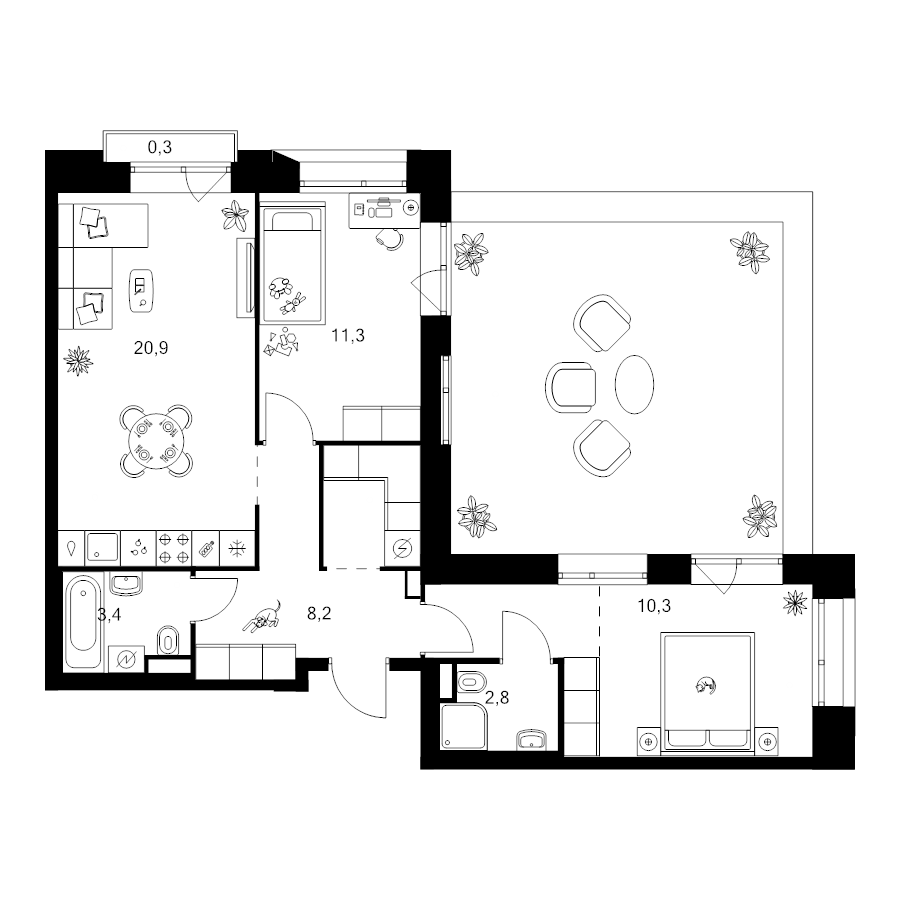 3 ккв (Евро) 74,6 м²