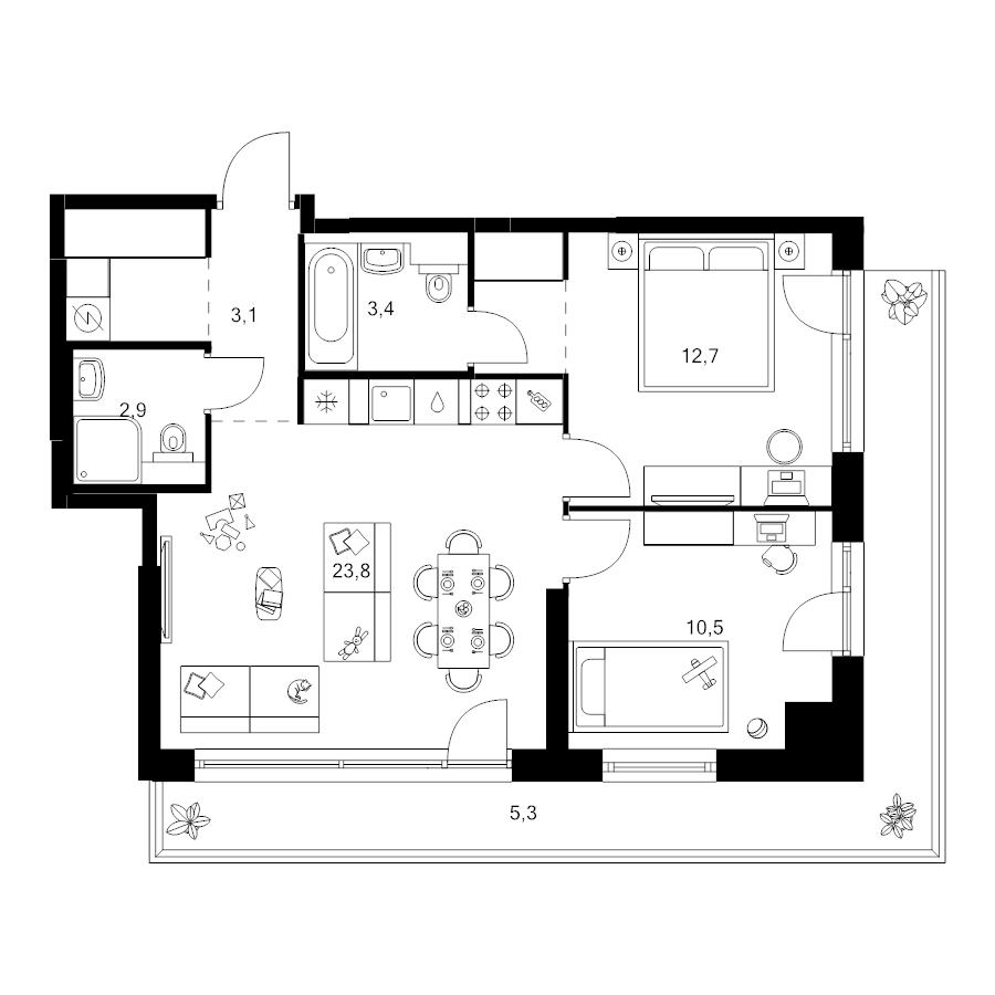 3 ккв (Евро) 67,2 м²
