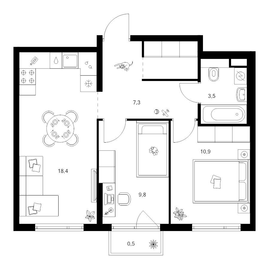 3 ккв (Евро) 53,1 м²