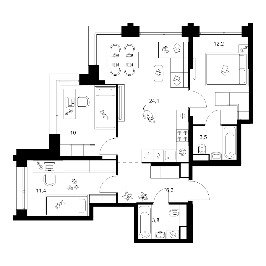 4 ккв (Евро) 71,6 м²