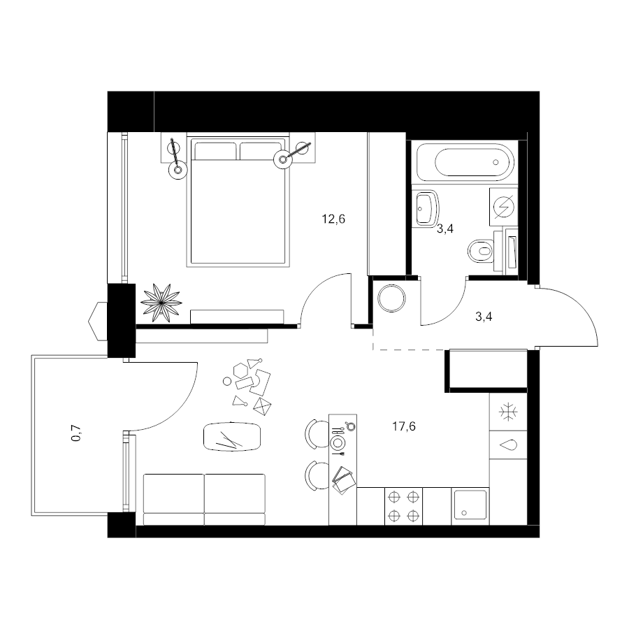 2 ккв (Евро) 37,7 м²