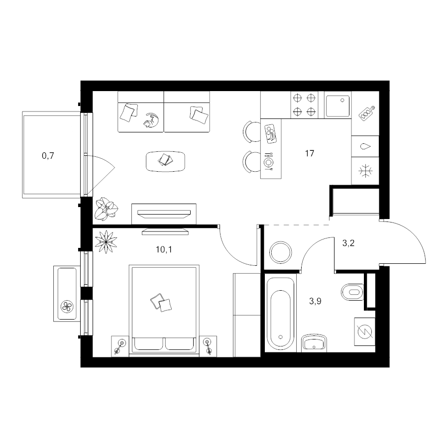 2 ккв (Евро) 34,9 м²