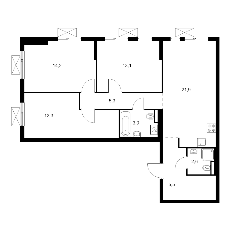 4 ккв (Евро) 84,1 м²