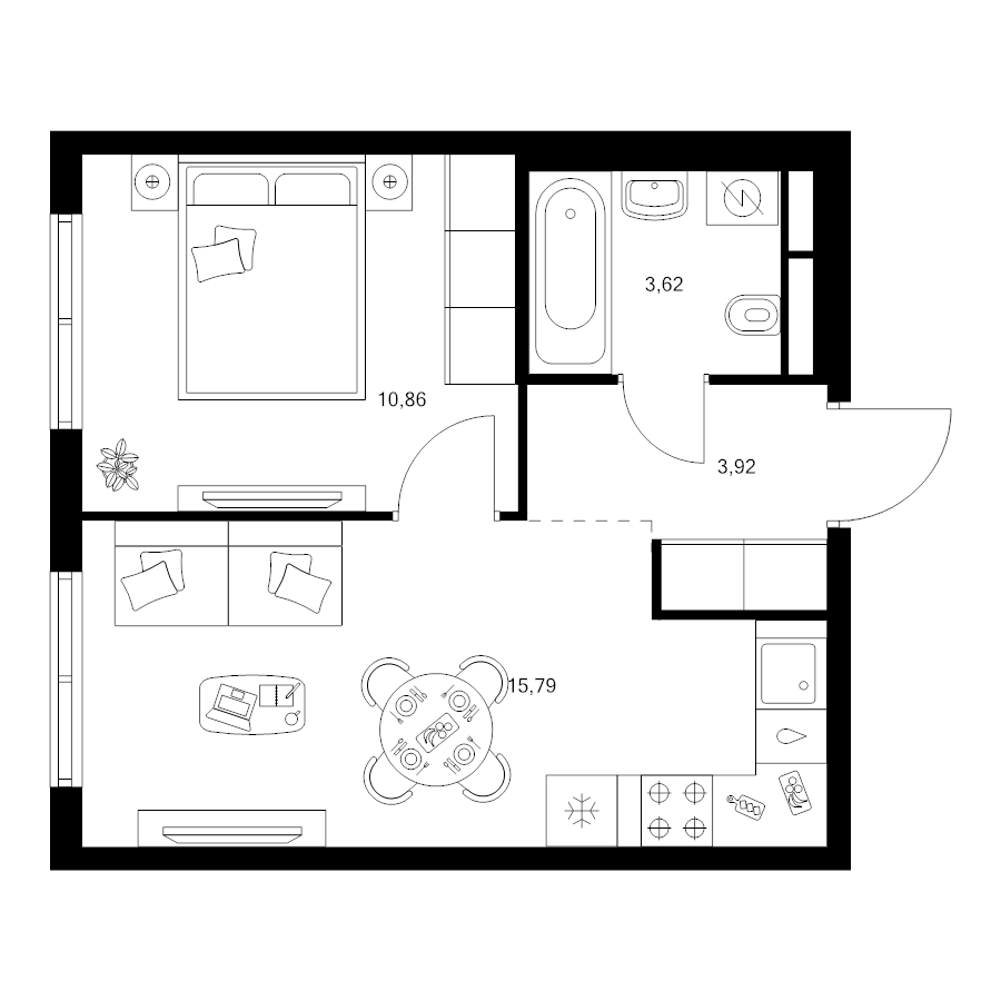 2 ккв (Евро) 34,2 м²