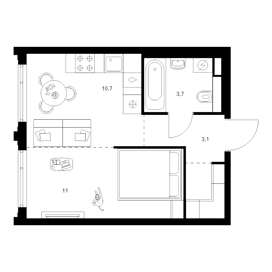 1 ккв 30,6 м²