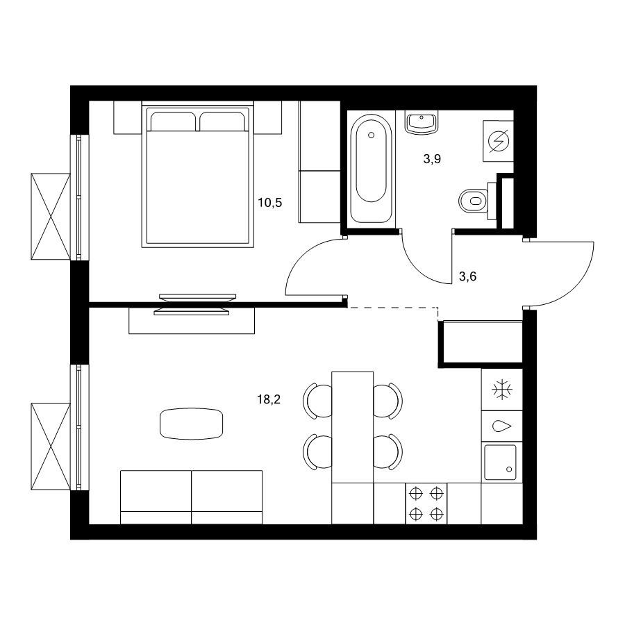 2 ккв (Евро) 36,2 м²
