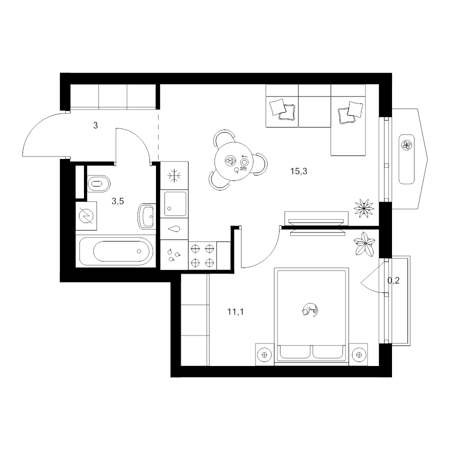 2 ккв (Евро) 33,1 м²