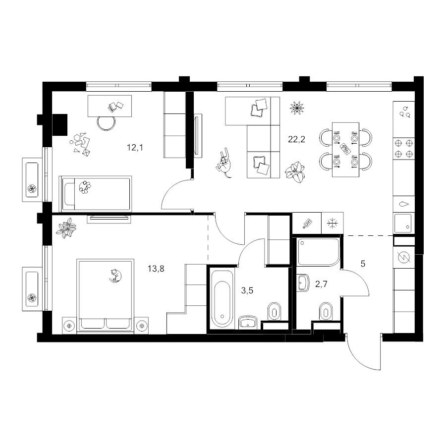 3 ккв (Евро) 62,3 м²
