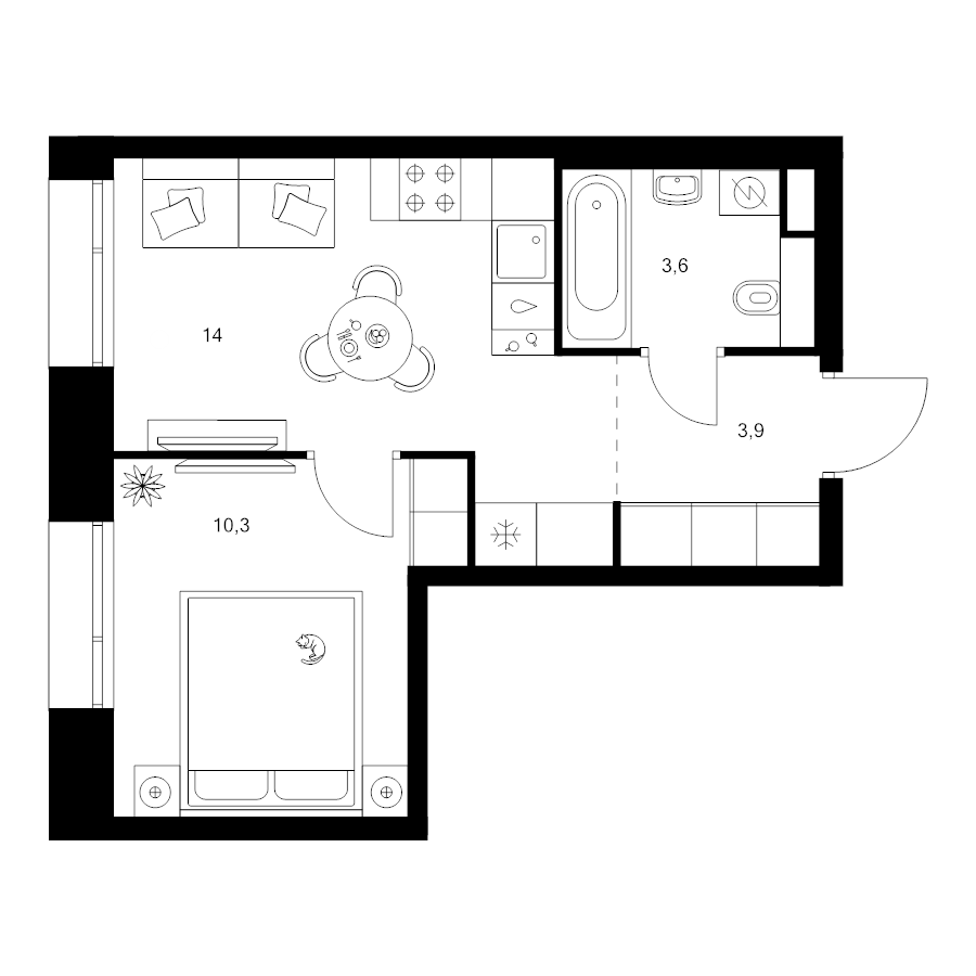 1 ккв 31,8 м²