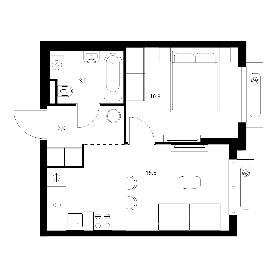 2 ккв (Евро) 34,2 м²